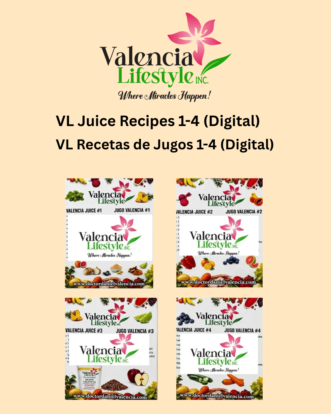 DIGITAL Valencia Juice Recipes #1-4 (provide email at checkout)